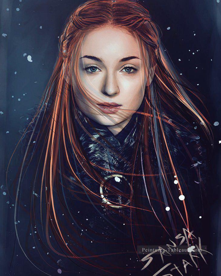 Portrait de Sansa Stark cg Le Trône de fer Peintures à l'huile
